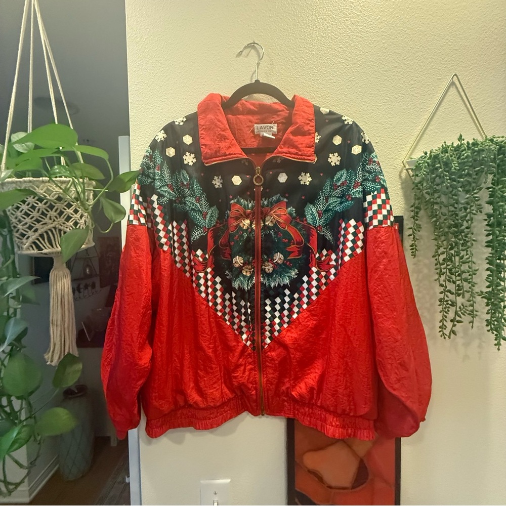 Vintage Red holiday bomber jacket